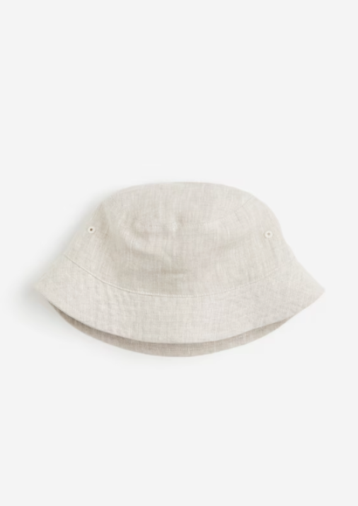 Light beige linen bucket hat 