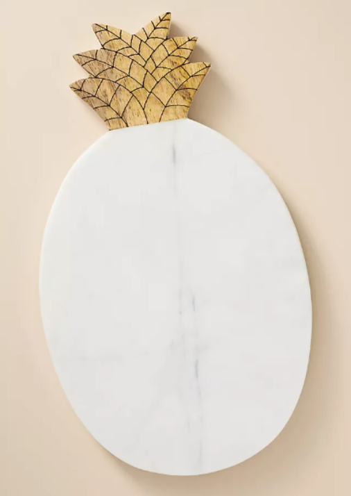 Pineapple-shaped grey and white marble cheese board 